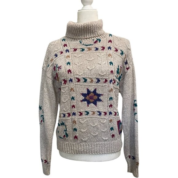 Handmade Grandma Sweater Cabin Turtleneck Cozy Knit S/M - Picture 7 of 7